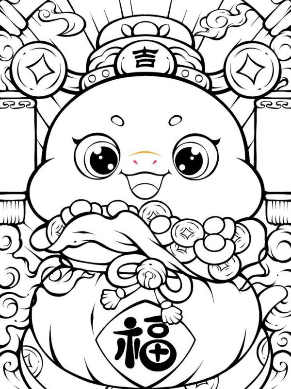 2025春节蛇年简笔画图片大全