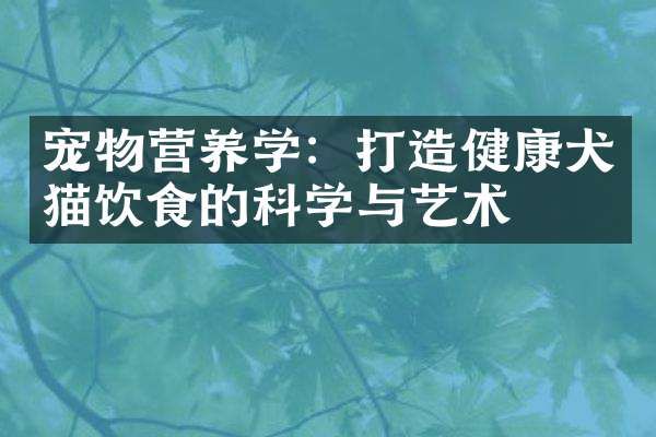 宠物营养学：打造健康犬猫饮食的科学与艺术