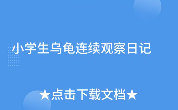 小学生乌龟连续观察日记