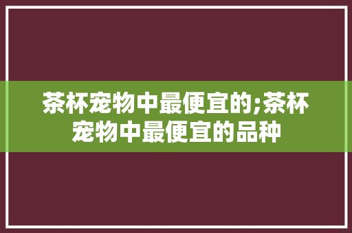 茶杯宠物中最便宜的;茶杯宠物中最便宜的品种