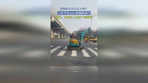 挖掘机还有这么小的？大哥开着mini挖掘机前行，网友：对面车上还有个同款的