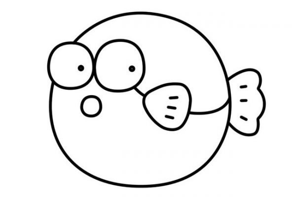 【卡通河豚简笔画】可爱卡通河豚简笔画教学步骤教程