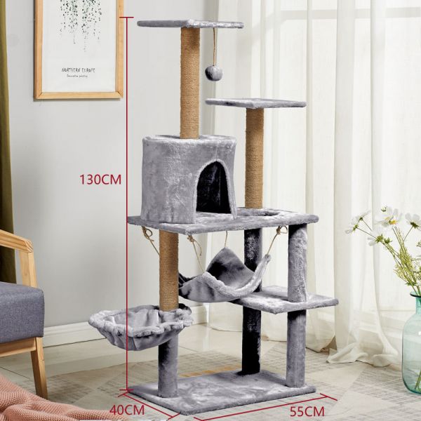 猫咪玩具猫架猫爬架猫架子猫窝一体猫抓柱猫树猫跳台猫爬柱小型_9 默认尺寸 至尊款-银灰色（适合14斤内）