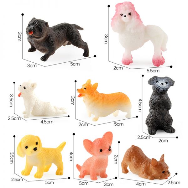 外贸跨境动物模型宠物狗柯基斗牛贵宾犬多款套装益智公仔摆件手办