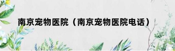 南京宠物医院（南京宠物医院电话）