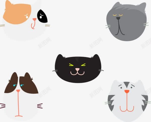 可爱猫咪头像矢量图ai免抠素材_88icon https://88icon.com 动物 卡通 可爱 头像 扁平化 猫 矢量图
