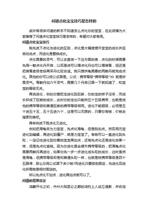 问道点化宝宝技巧是怎样的