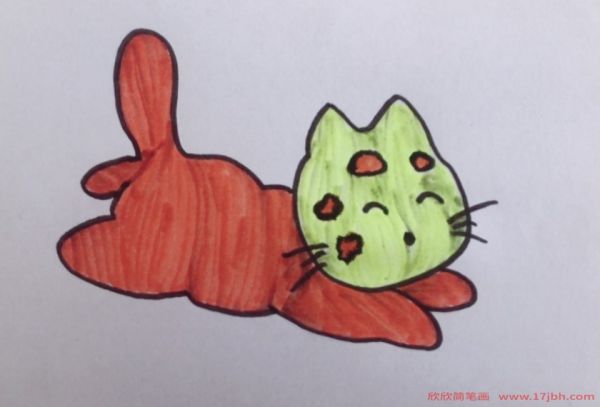 猫咪简笔画彩色
