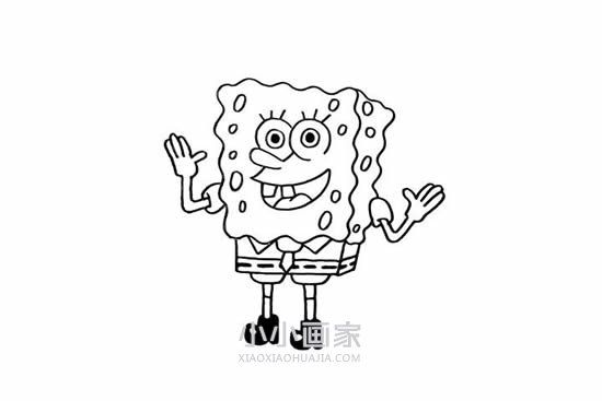 快乐的海绵宝宝简笔画画法图片步骤步骤8