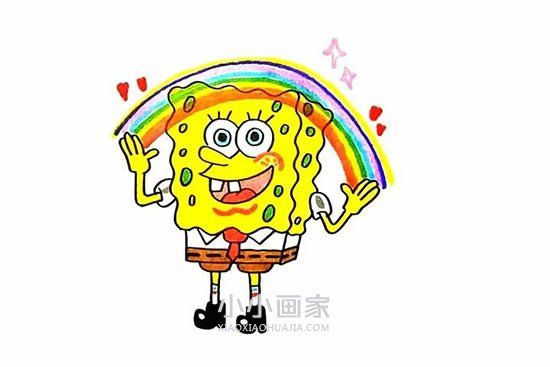 快乐的海绵宝宝简笔画画法图片步骤步骤9
