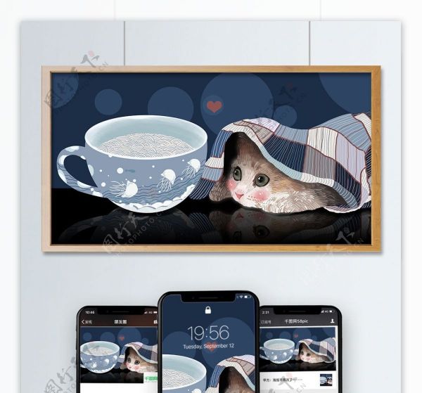 简约清新萌宠系列猫咪插画