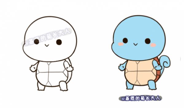 神奇宝贝杰尼龟怎么画 可爱的小乌龟宠物小精灵简笔画画法 卡通画教程_www.youyix.com