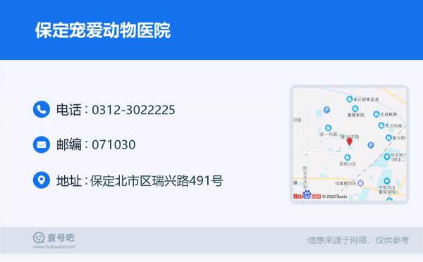保定宠爱动物医院名片