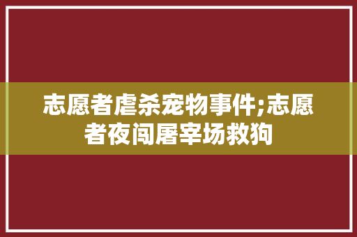 志愿者虐杀宠物事件;志愿者夜闯屠宰场救狗