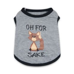 涵瑶伊笑 宠物用品小狗狗猫咪服装棉灰色宠物棉透气背心批发泰迪衣服春夏装 灰色卡通狐狸 M（建议5-8斤内）