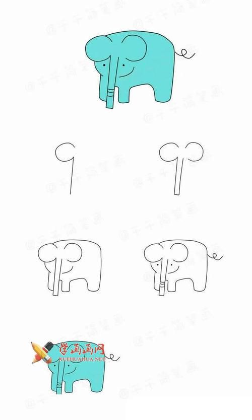 用数字画小动物的简笔画彩色