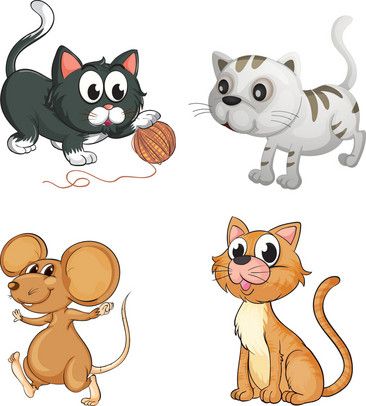 卡通小动物猫鼠