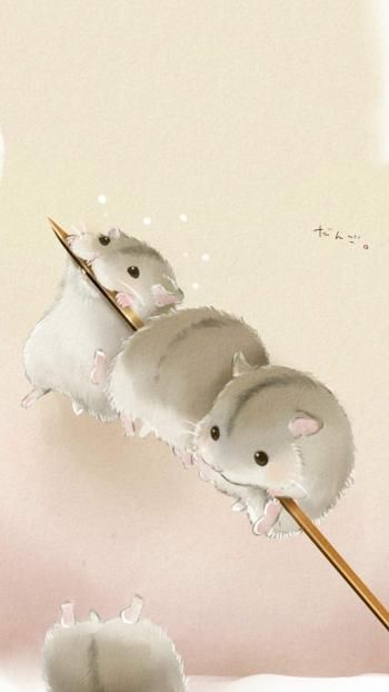 可爱卡通手绘宠物鼠苹果手机壁纸