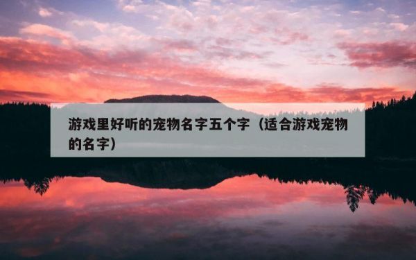 游戏里好听的宠物名字五个字（适合游戏宠物的名字）