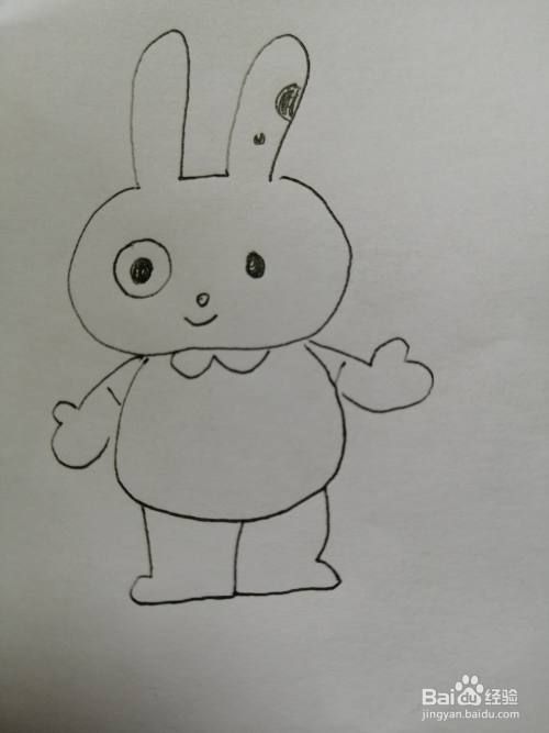 第七步最后把可爱的小兔子当两只脚画出来简笔画可爱的小兔子就画