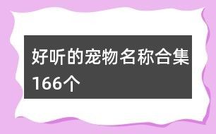 好听的宠物名称合集166个