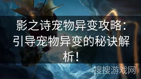 影之诗宠物异变攻略：引导宠物异变的秘诀解析！