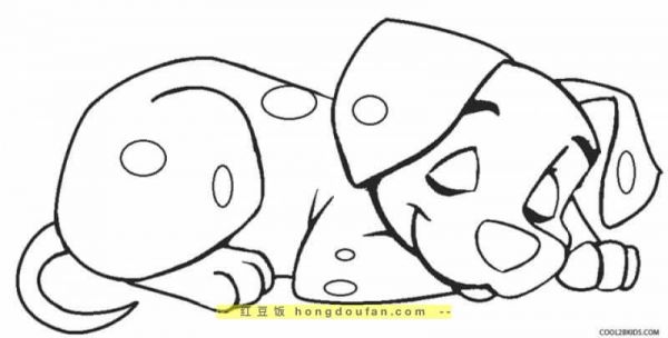 10张我和我的宠物小狗子卡通涂色儿童简笔画！-红豆饭小学生简笔画大全