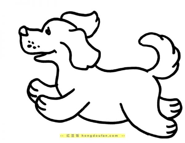 10张我和我的宠物小狗子卡通涂色儿童简笔画！-红豆饭小学生简笔画大全