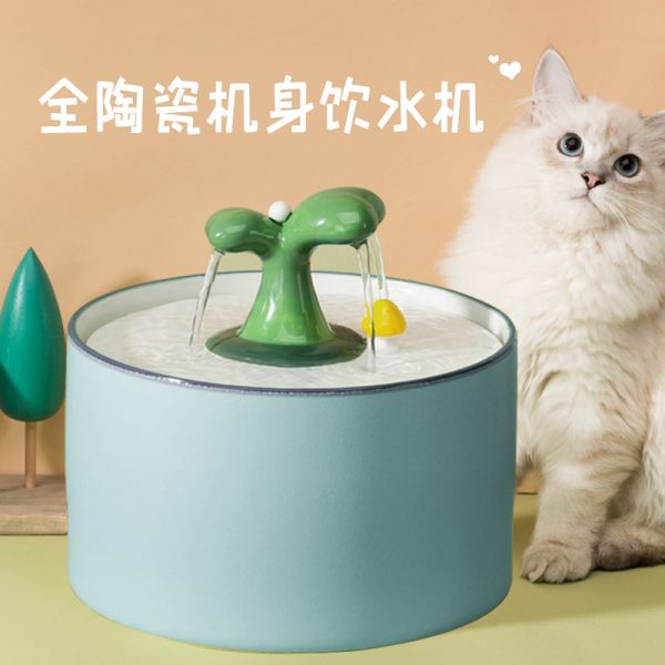 猫咪饮水机流动陶瓷恒温加热饮水器自动宠物喂水碗过滤循环喝水器