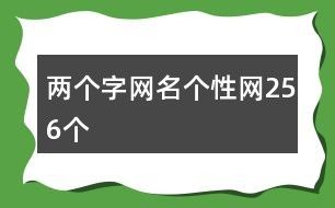 两个字网名个性网256个