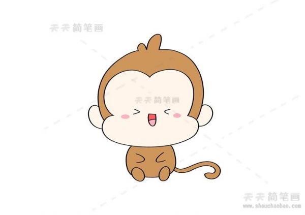 简笔画可爱猴子的简笔画步骤教程猴子简笔画彩色画法