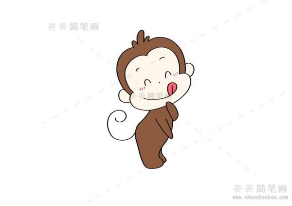 简笔画6步画出简单好看的小猴子猴子简笔画带颜色教程
