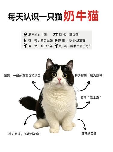 教你每天认识一只猫，奶牛猫（黑猫警长原型）|