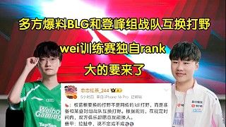 斩杀!多方爆料BLG和登峰组战队互换打野,wei训练赛期间独自rank
