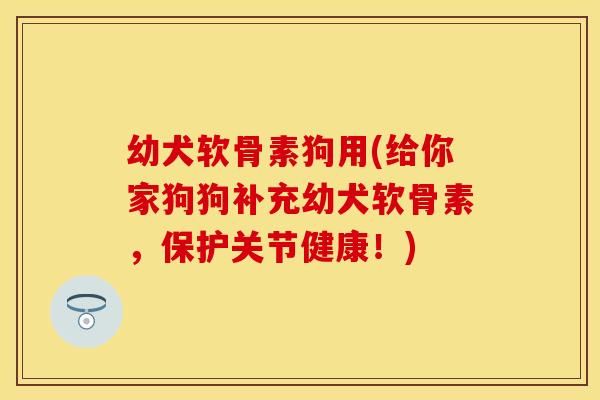 幼犬软骨素狗用(给你家狗狗补充幼犬软骨素，保护关节健康！)-第1张图片-关节保镖