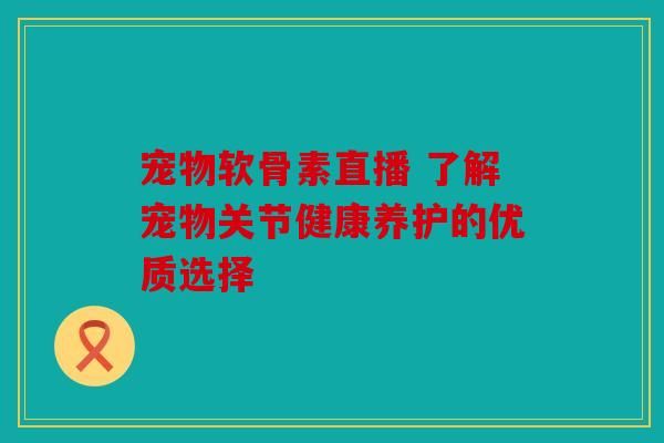宠物软骨素直播 了解宠物关节健康养护的优质选择