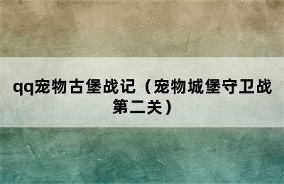 qq宠物古堡战记（宠物城堡守卫战第二关）