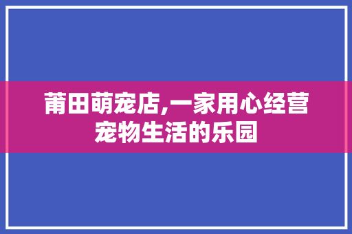 莆田萌宠店,一家用心经营宠物生活的乐园