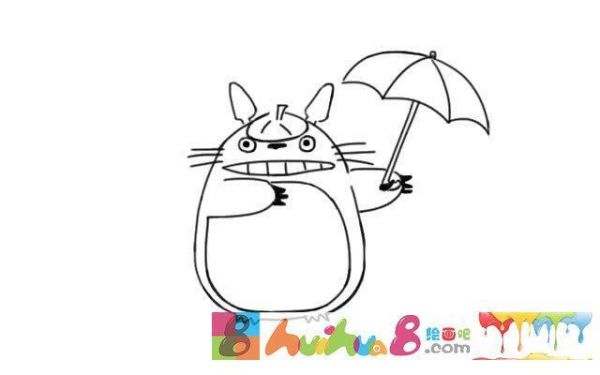 龙猫简笔画可爱彩色步骤