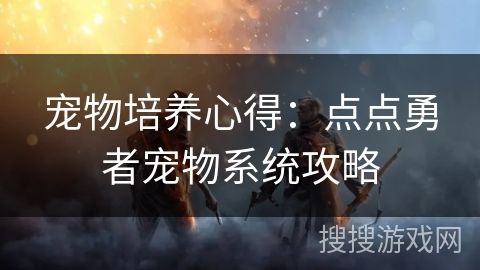 宠物培养心得：点点勇者宠物系统攻略