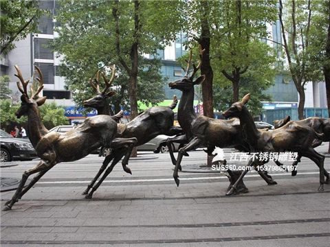 赣州铜鹿雕塑 江西铜鹿雕塑