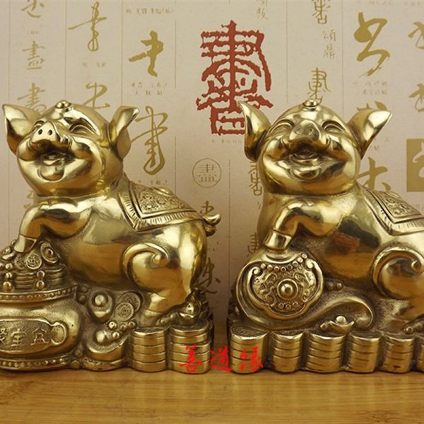 纯铜猪摆件黄铜金猪铜猪福猪十二生肖猪可爱猪工艺品摆件客厅饰品
