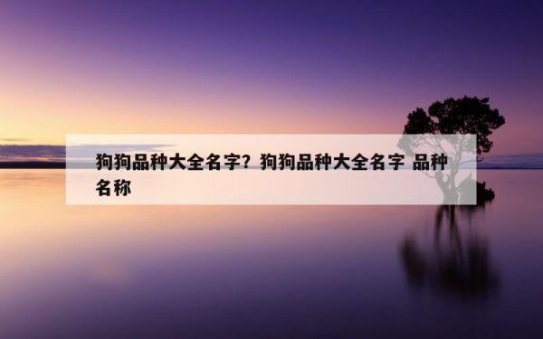 狗狗品种大全名字？狗狗品种大全名字 品种名称