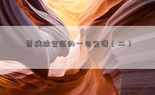 肾病综合征的一日食谱（二）