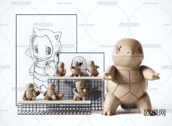 现代杰尼龟玩具摆件3d模型下载