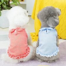 2023春夏新品狗狗衣服宠物小格子吊带裙简约可爱衣服博美狗狗服饰