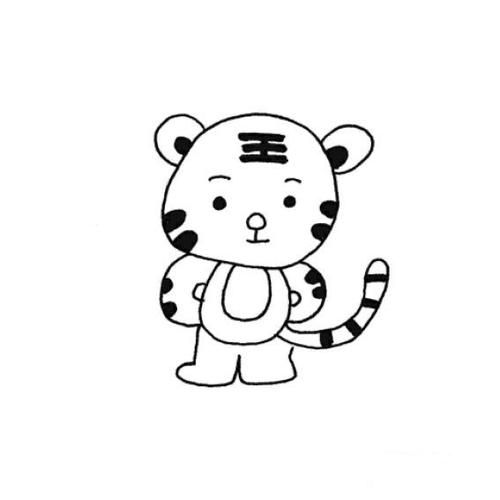 如何画一只简单可爱的小老虎怎么画简笔画教程绘画吧-画画