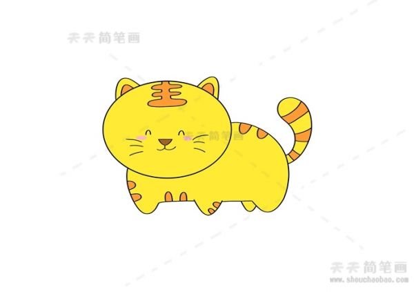 卡通老虎简笔画,老虎简笔画,老虎简笔画教程