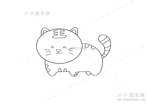 卡通老虎简笔画,老虎简笔画,老虎简笔画教程