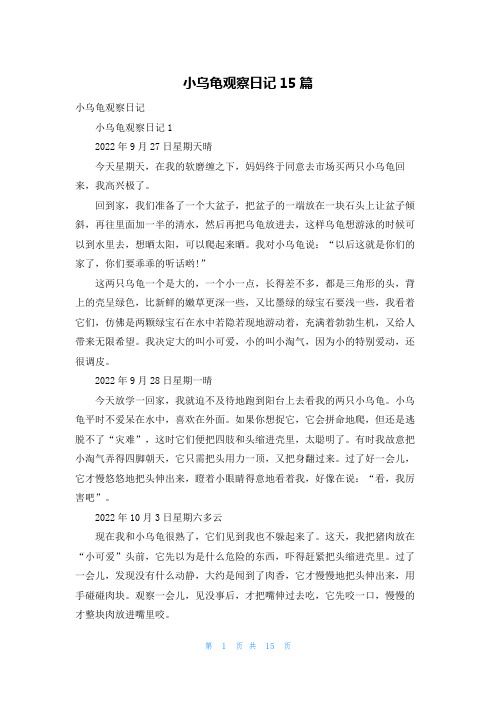 小乌龟观察日记15篇